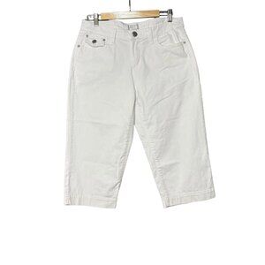 Christopher & Banks Petite Womens Mid Rise Capris Jean Size‎ 8P White Stretch